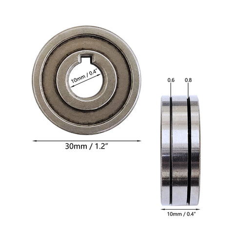 Two 30mm diameter steel knurled wire feed rollers with 0.6mm and 0.8mm grooves for SSJ-29A MIG welders