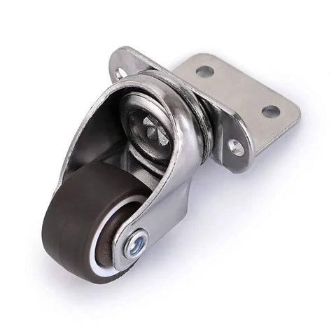 Four Pack 1 Inch Side Mounting Casters With TPE Swivel Plated Wheels L Shaped Mute Wheel close-up view