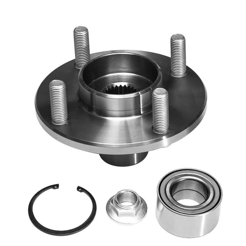 Front Wheel Bearing And Hub Assembly Kit For Ford Focus 2000-2011, 4-Lug, Dual Pack X2 showing hub, bearings, and mounting parts