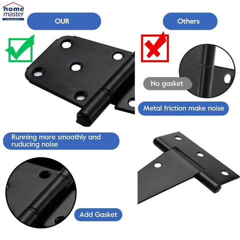 6 Inch T Strap Gate Hinges Heavy Duty With Screws 4 Pack Black Coated Steel For Outdoor Barns Gates And Wooden Fences Corrosion Resistant Rust Proof Powder Coated For Long Lasting Outdoor Use