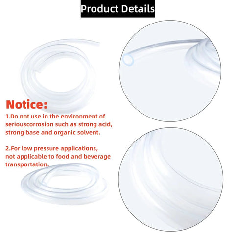 PVC tubing, clear, 1 in ID x 1-1/4 in OD, 10 ft, with 4 stainless clamps.