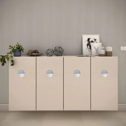 Cabinet with Round Hidden Door Pulls Set, Stainless Steel Recessed Flush Cabinet Pulls for Sliding Barn Doors, Brushed Nickel Finish