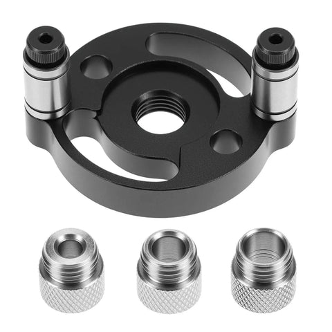 Self Centering Doweling Jig With Straight Hole Guide For Precise Woodworking Including 6mm 8mm And 10mm Bushings shown with bushings