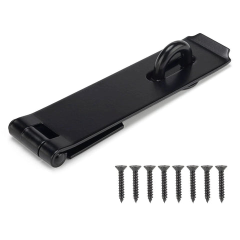 Heavy Duty Steel Hasp Latch 7 Three Quarters Inch Extra Thick Locking Hasp For Fence Gate Barn Door Shed Closet Cabinet Black Powder Coat Finish
