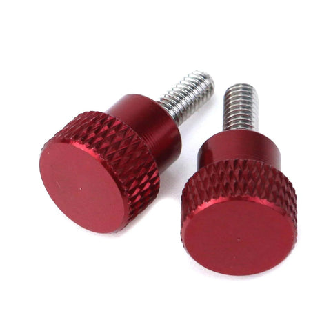 Six Pack M4 Knurled Thumb Screws 10mm Thread, High Head Aluminum Alloy Red Knobs, Knurled Shoulder Flat Tip, Durable Thumb Screws For DIY Projects
