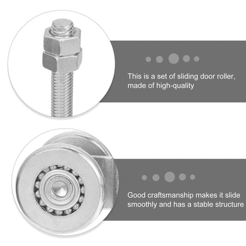 Heavy Duty Sliding Gate Roller With Steel Rail Wheel, Industrial Track Pulley For 200Kg Load, Durable Silver Metal Wheel close-up