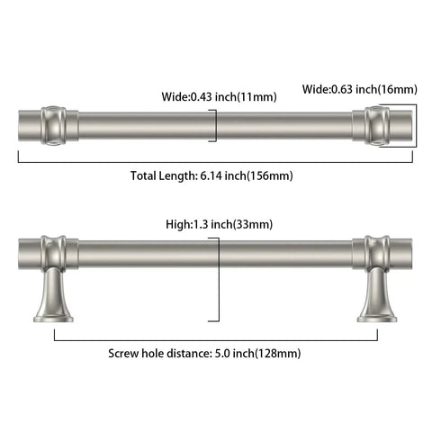 10 Pack 5 Inch Brushed Nickel Cabinet Pulls For Kitchen Cabinets And Cupboards Satin Nickel Drawer Handles 128mm dimensions