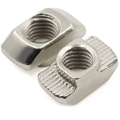 Durable Heavy Duty 50 Pack M6 T Nuts Hammer Head T Slot Nuts Drop In Nickel Plated Carbon Steel For European Aluminum Profiles 10mm Slot 4545 Series