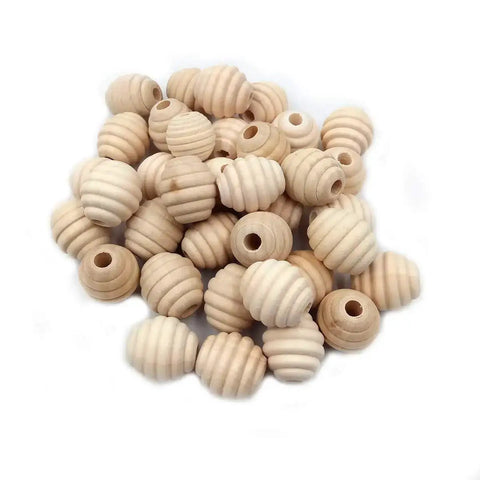 Unfinished Natural Wood Honeycomb Beads Set Dope 30 Pieces Each 22mm By 20mm DIY Jewelry Spacers For Necklaces Bracelets And Earrings