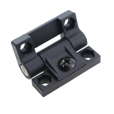 Set Of 4 Black Nylon Adjustable Damping Torque Hinges For Doors And Cabinets, 43x36mm, front view of hinge in black nylon