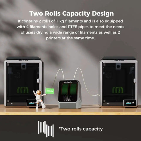 Filament Dryer Plus Dual Spool Storage With Built In Fan And 4 Inch Touch Screen PTC Heating Dehydrator Box showcased with two 1kg spools