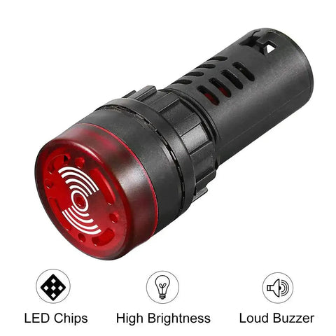 Red Indicator Light With Buzzer 24V ACDC 22Mm Panel Mount Flasher Alarm For Electrical Control Panels HVAC DIY Bright LED Buzzer