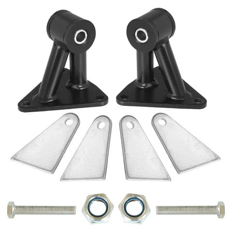 Universal Weld In Engine Motor Mount Kit For Small Block SBC And Big Block BBC V8 Engines Swap Compatible 350 396 454 And 4.3L V6 Pack Of 2 Durable Powder Coated Mounts Replacing 91018040 with bolts and frame plates