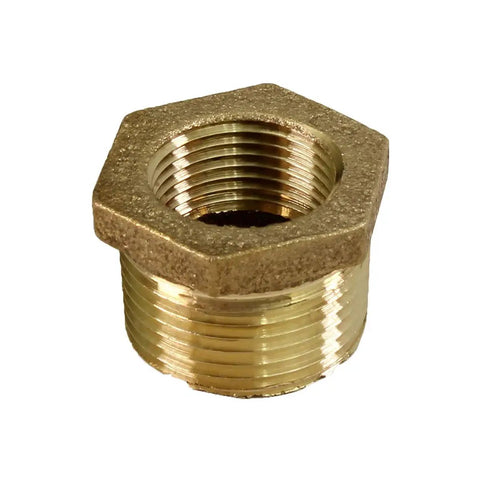1-1/2 Inch Male NPT To 1 Inch Female Brass Bushing With Hex Head, Lead-Free Brass, Corrosion Resistant Plumbing Fitting