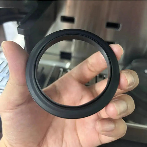 Close-up of black silicone gasket from Two Pack Silicone Gasket Replacement Kit For Coffee Makers, Group Head Seals For ES601 ES655 ES701 Models