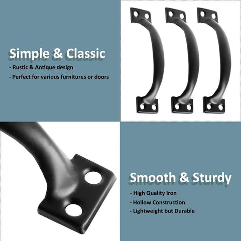 20 Pcs 4 Inch Metal Bow Door Handles Large Vintage Style Door Pulls For Barn Doors and Cabinets in Matte Black Iron