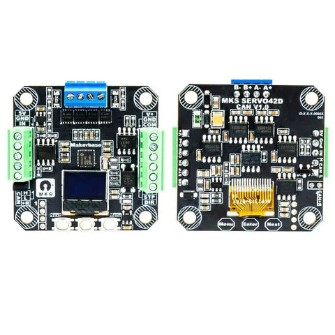 Closed Loop Servo Driver for NEMA 17 Stepper Motors with CAN Bus, 256 Microstep, MKS SERVO42D front and back view