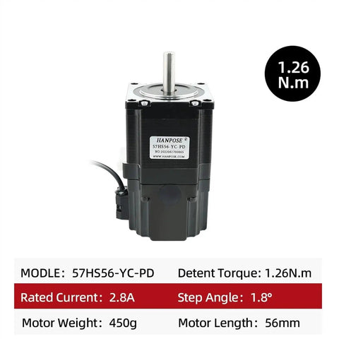 NEMA 23 stepper motor with permanent magnet brake, 56mm length, 2.8A current
