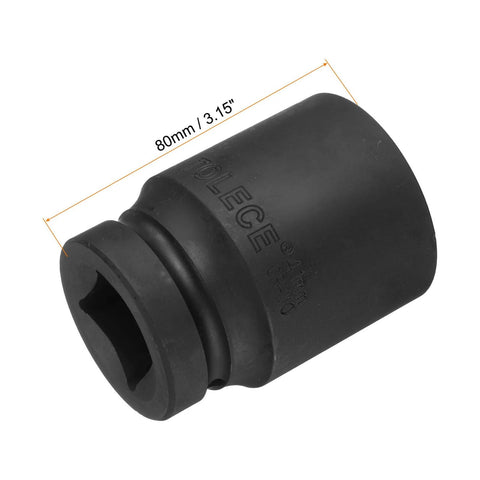 Beefy 41mm 12-Point Impact Socket With 1 Inch Drive, CR-MO Steel, 80mm Long, Radiused Corners, Black Phosphate Finish
