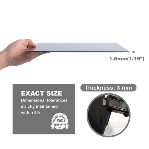 Person holding a Black Phenolic Sheet, 12x12 Inch One Eighth Inch Thick Pack of 3 Laminated Resin Boards for Electronics Fixtures DIY Projects and Crafts Pro for Electrical Enclosures Spacers and Prototyping.