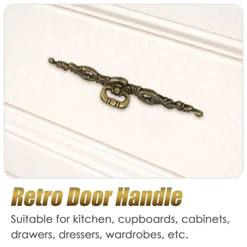 Retro door handle for kitchen, cupboards, and cabinets with vintage bronze design, 200mm long and comes with screws.