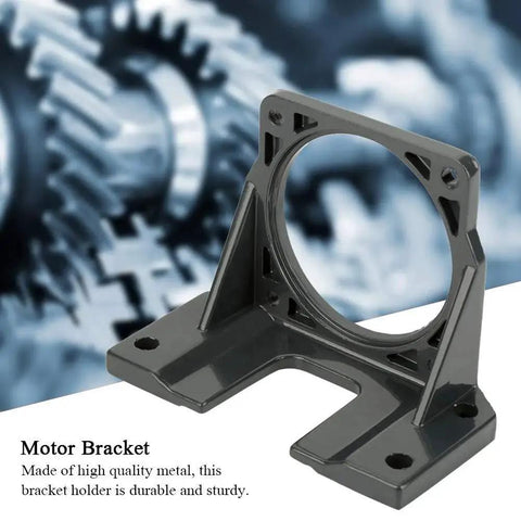 DC Motor Mounting Bracket for Mini Stepper Motors High Hardness Black Auxiliary Motor Bracket Support Fixed Base 25W Durable Metal Frame Built Tough for Stable Mounting and Easy DIY Projects in front view