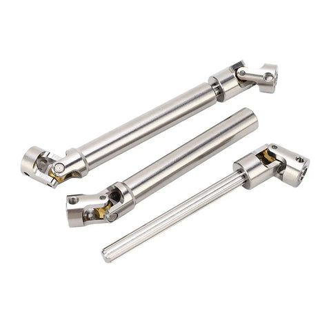 Two Pack Stainless Steel M4 RC Drive Shafts For One Tenth Scale Crawler Upgrades with brass ball joint, 113mm length, fits SCX10 II