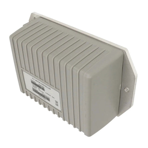 DC motor controller with ribbed gray enclosure and metal mounting bracket