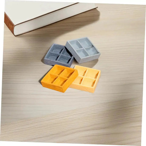 Miniature Storage Box Set For Dollhouse Accessories Made From Durable Resin With Four Grid Compartments, scene decor display