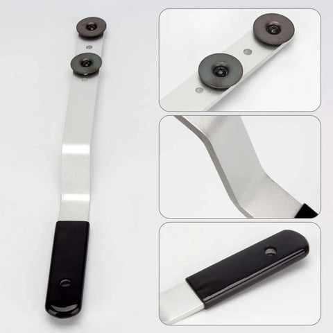 Sixteen Inch Duct Stretcher with Offset Handle for Ductwork and Sheet Metal, featuring locking mechanism and sliding washers