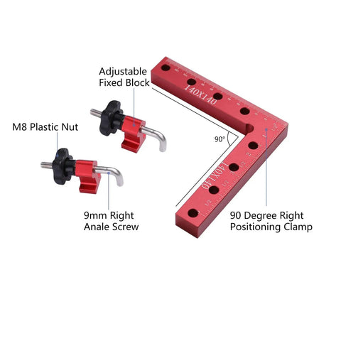 90 Degree Positioning Squares Right Angle Clamps For Woodworking, 140mm Aluminum Alloy Corner Clamp with adjustable block and screws