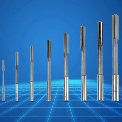 8Pcs HSS Chucking Reamers Set Pro Grade For Drilling And Milling Machines Straight Shank Reaming Tools Precision Bore Finishing From 3 To 10 Millimeters High Speed Steel Cutter Bits For Mold Making And Precision Machining, displayed in size order