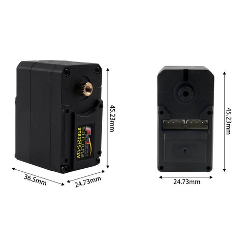 Beefy 30KG High Torque 12V Continuous Rotation Servo dimensions front and side view with measurements