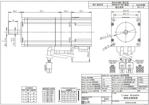 Servo motor 57EH76-YC-PD technical drawing showing side and front views, mounting flange, and dimensions
