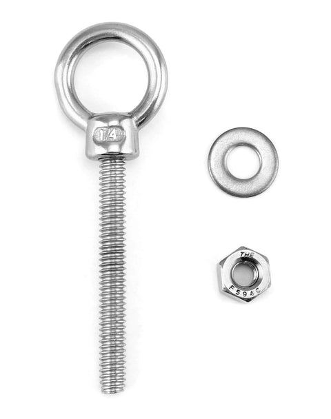 Ten Pack 316 Stainless Shoulder Eyebolts One Quarter Inch By Two Inch With High Corrosion Resistance And Four Hundred Pounds Working Load Limit