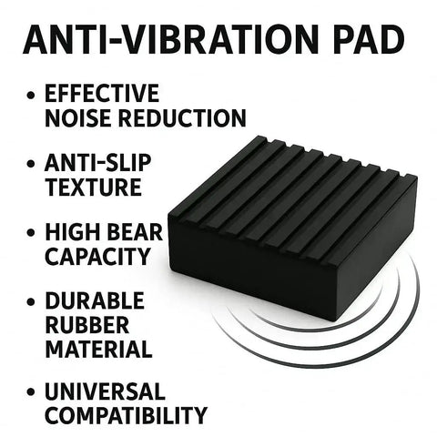 Four Pack Heavy Duty Anti Vibration Pads Made From Solid Rubber Four By Four By One Inches for noise dampening and slip resistant support