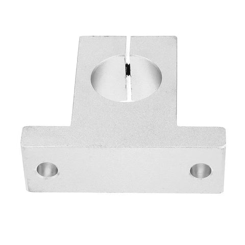 Front view of SK25 aluminum linear motion rail clamping guide support for 25mm shaft, used in multi axis machines and industrial equipment.