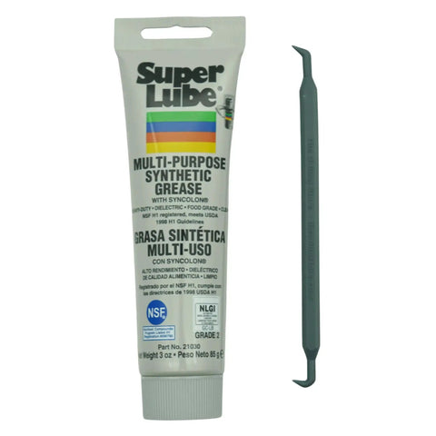 Super Lube Multi-Purpose Synthetic Grease tube with applicator tool, 3oz, NSF certified for automotive and industrial use