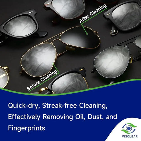 Comparison of sunglasses before and after using Lens Wipes For Eyeglasses And Screens And Camera Lenses Ocean Scent 100 Count