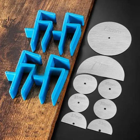 Adjustable Carpentry Jig System For Pro Grade Precision In Wall Scribing And Toe Kick Cuts For Cabinets And Furniture Installations, 3 Piece Set For Pros And DIYers With Streamlined Marking Discs And Accurate Fittings