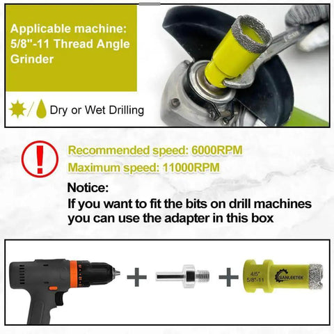 Pro Grade Diamond Core Drill Bits Set 10 PC for Porcelain Ceramic Tile Marble Granite Stoneware Quartz with SDS adapter