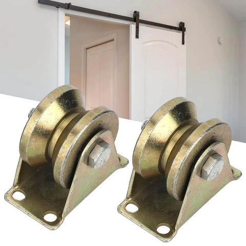 V Type Sliding Gate Roller Heavy Duty Steel V Groove Wheel For Sliding Door Track Rail With Smooth Quiet Operation, two-pack.
