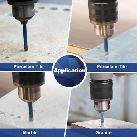 Pro Grade Ten Piece Heavy Duty Diamond Hole Saw Core Drill Bit Set One Quarter Inch Six Millimeter with Round Shank for drilling tile and stone