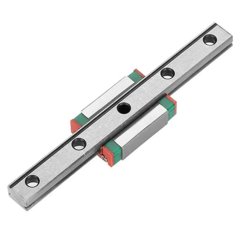 9mm Linear Rail Kit With Mini Bearing Steel Rail And Slide Block 95mm Length, mounted on flat surface, top view.