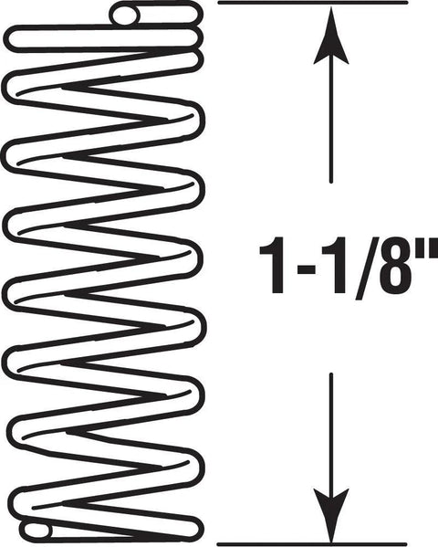 Compression spring, spring steel, nickel-plated, 0.041 GA, 3/8 in outer diameter, 1-1/8 in length