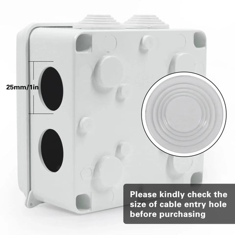 Side view of Heavy Duty IP65 Weatherproof Junction Box ABS Plastic Electrical Enclosure with cable entry holes, white