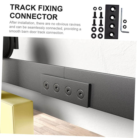 Metal Track Mending Plates For Barn Door Repair Carbon Steel Joint Brackets Smooth Surface And Easy Installation shown installed