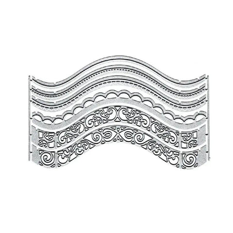 Vintage Lace Die Cuts 6 Piece Set With Wavy Border Edges Cutting Dies for Pro Grade DIY Card Making in silver carbon steel