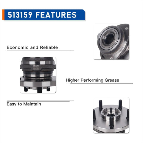 Pair Front Wheel Hub Bearing Assembly 513159 For Jeep Grand Cherokee 1999 2004 shown with durable materials and design features