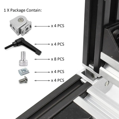 4 Piece Black 2020 Aluminum Extrusion Pivot Hinge Swivel Angle Bracket With Handle For 20 Series 20 By 20 2040 V Slot Hardware Kit
